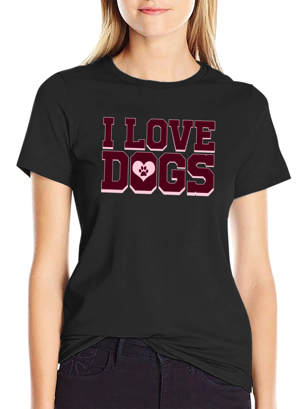 I Love Dogs T-Shirt - Paw Print Heart