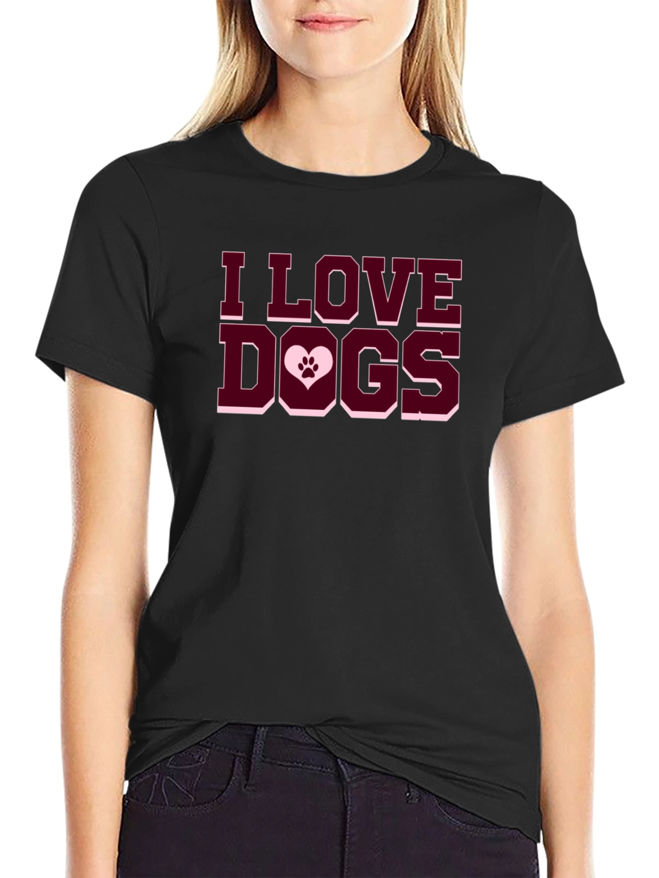 I Love Dogs T-Shirt - Paw Print Heart