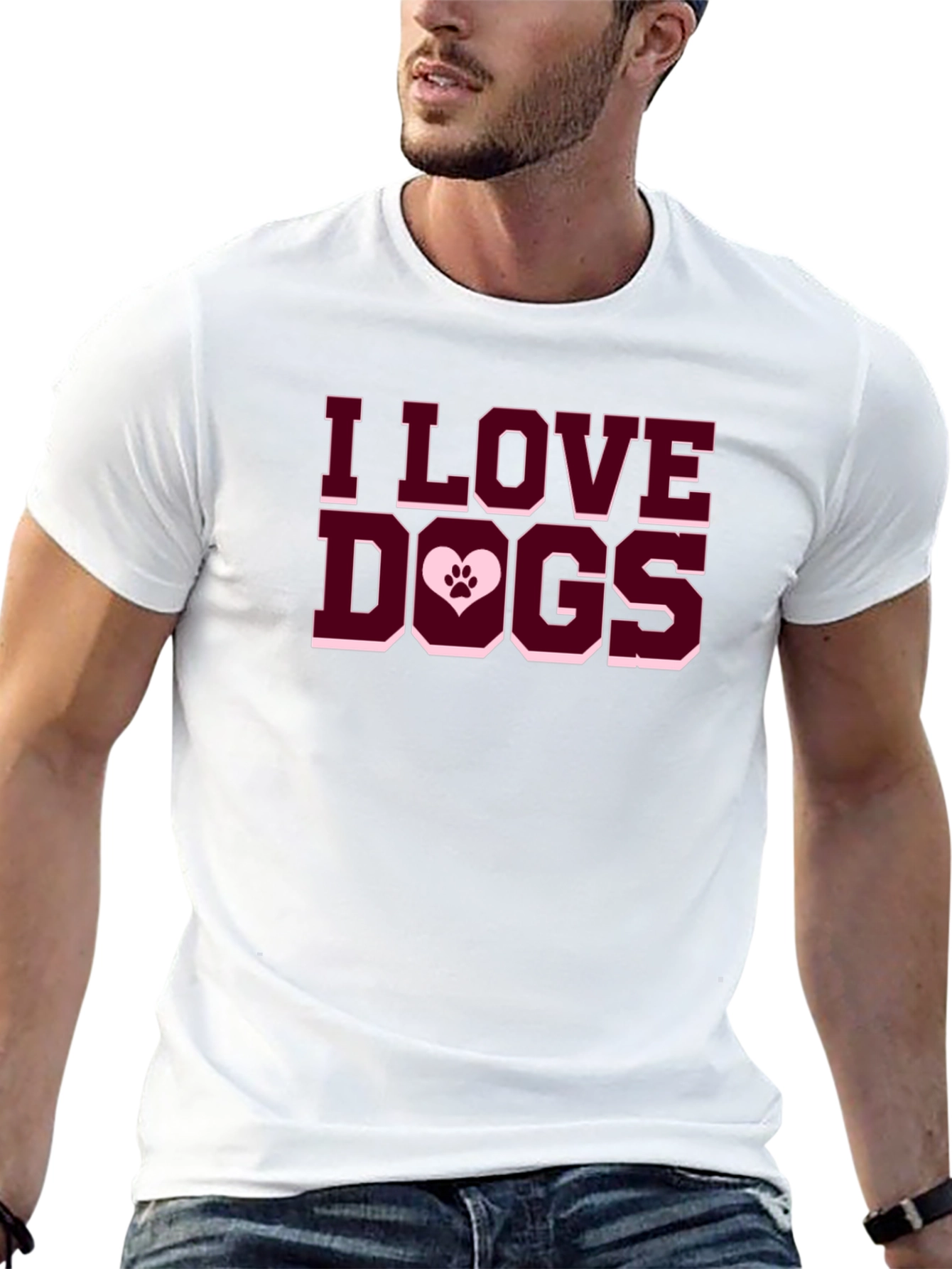 I Love Dogs T-Shirt - Paw Print Heart