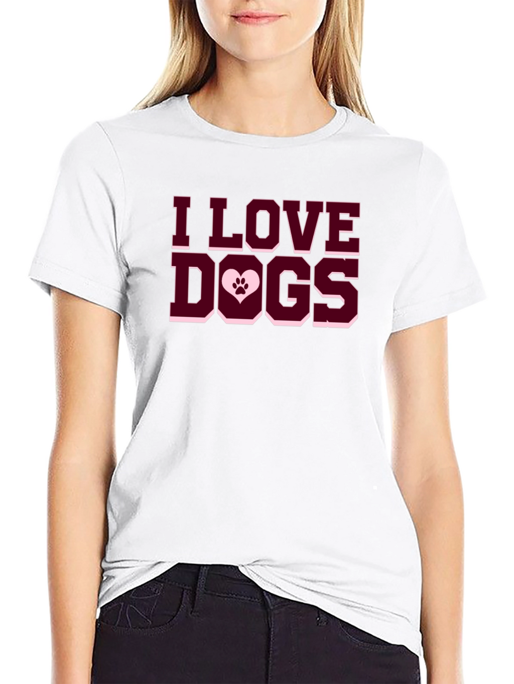 I Love Dogs T-Shirt - Paw Print Heart