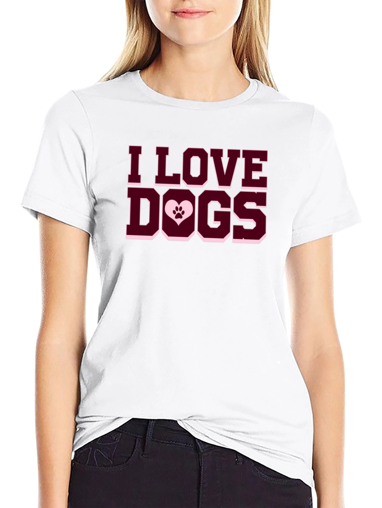 I Love Dogs T-Shirt - Paw Print Heart