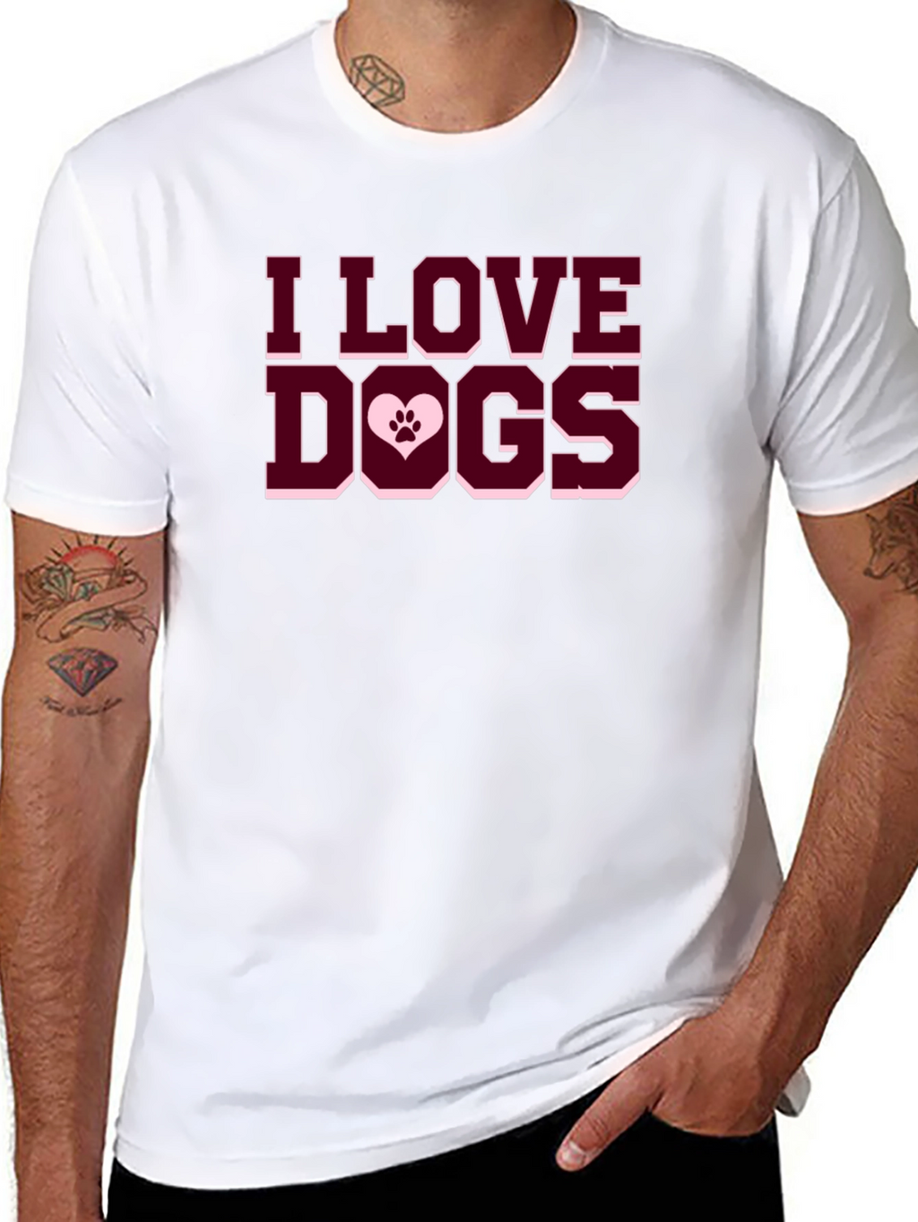 I Love Dogs T-Shirt - Paw Print Heart