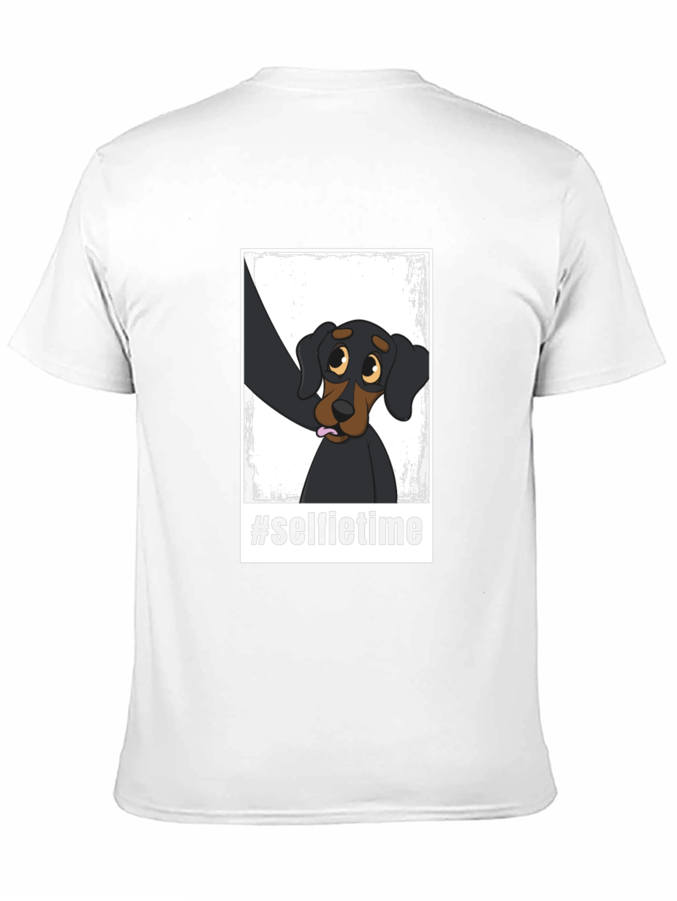 Selfie Time Dog Graphic Black T-Shirt