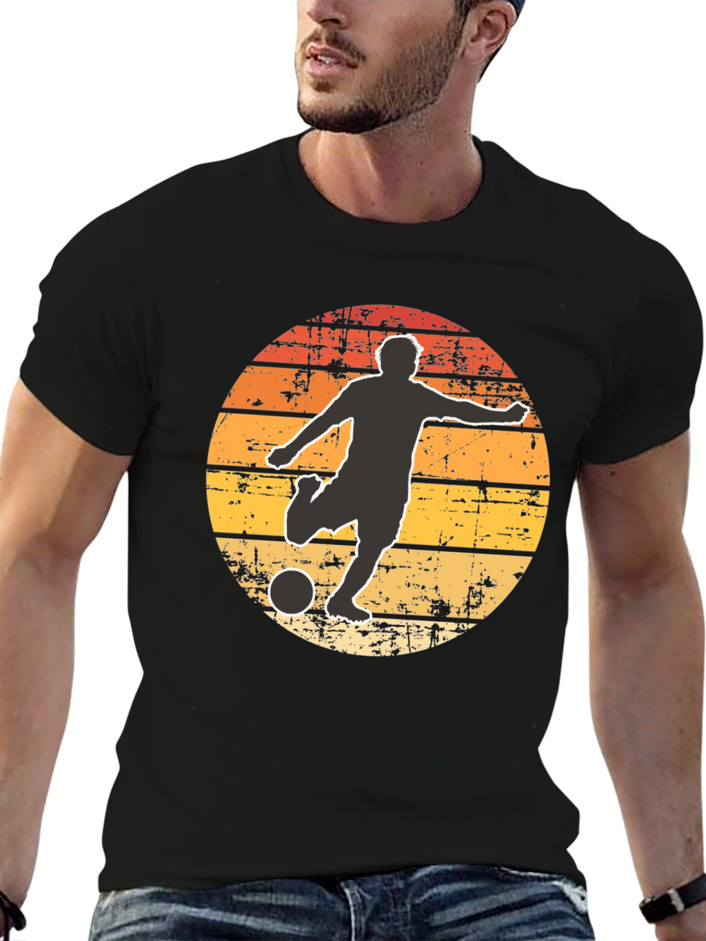 Retro Soccer Player Graphic T-Shirt