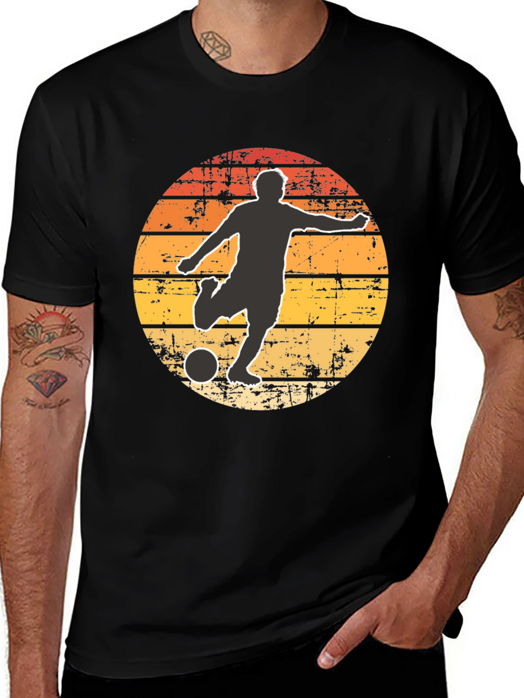 Retro Soccer Player Graphic T-Shirt