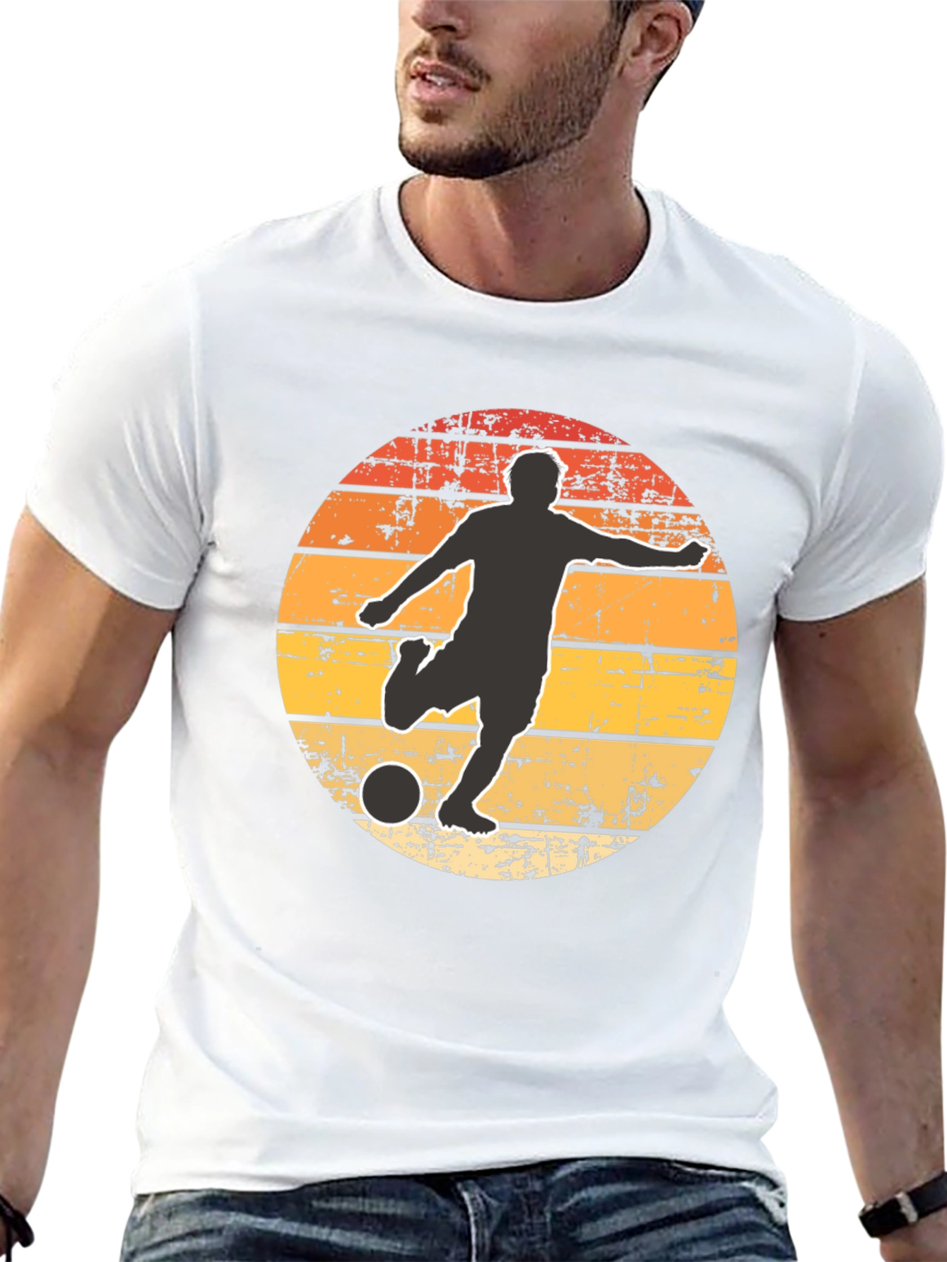 Retro Soccer Player Graphic T-Shirt
