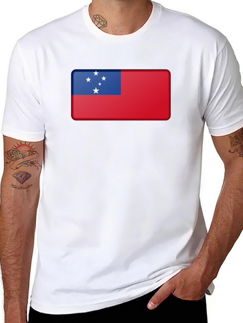 Samoa Flag T-Shirt Black Cotton Tee