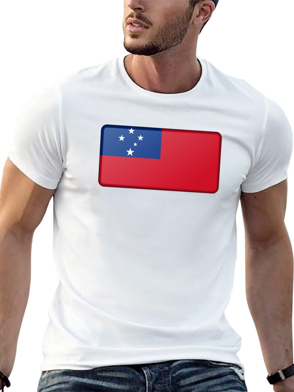 Samoa Flag T-Shirt Black Cotton Tee