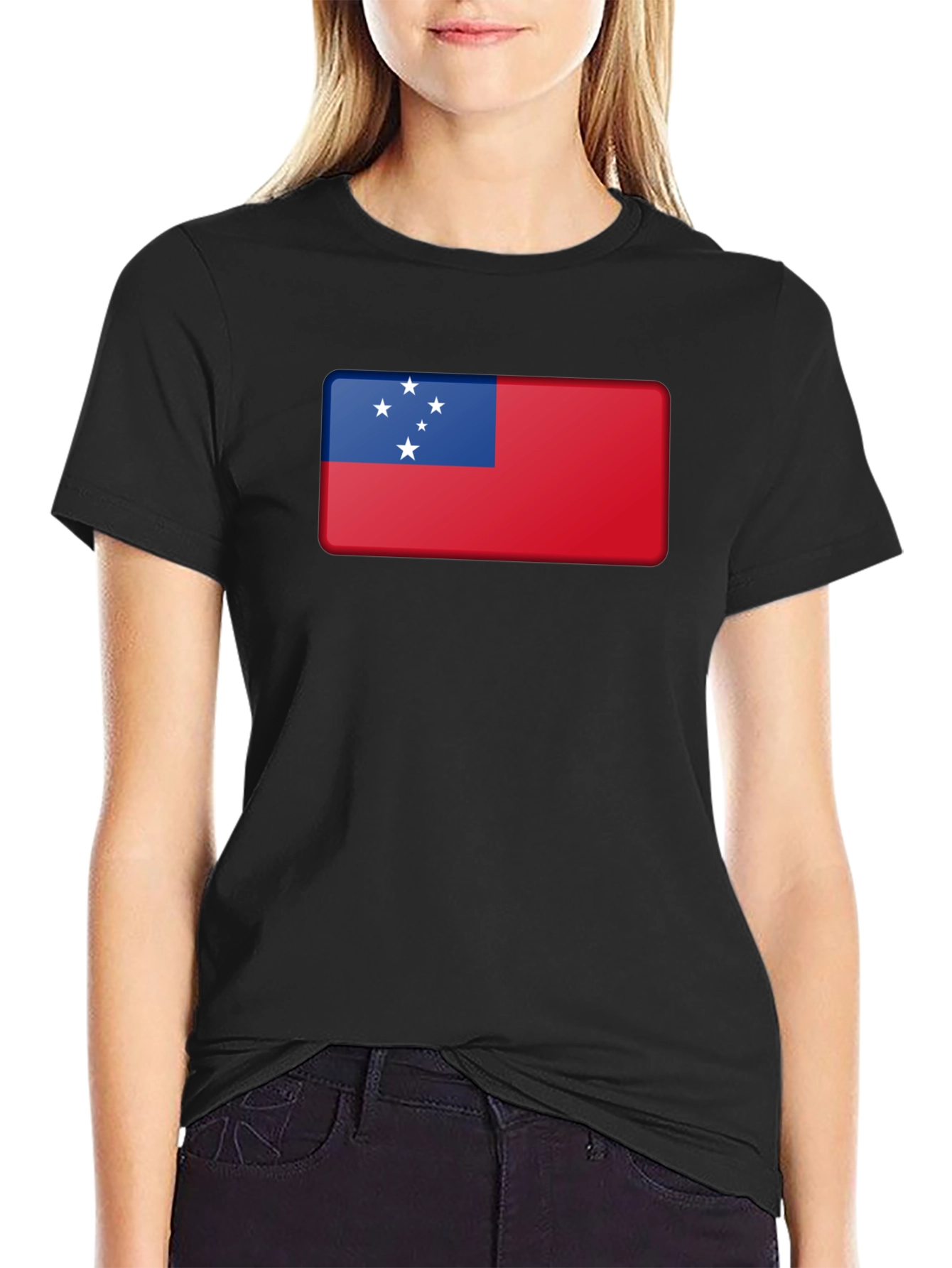 Samoa Flag T-Shirt Black Cotton Tee