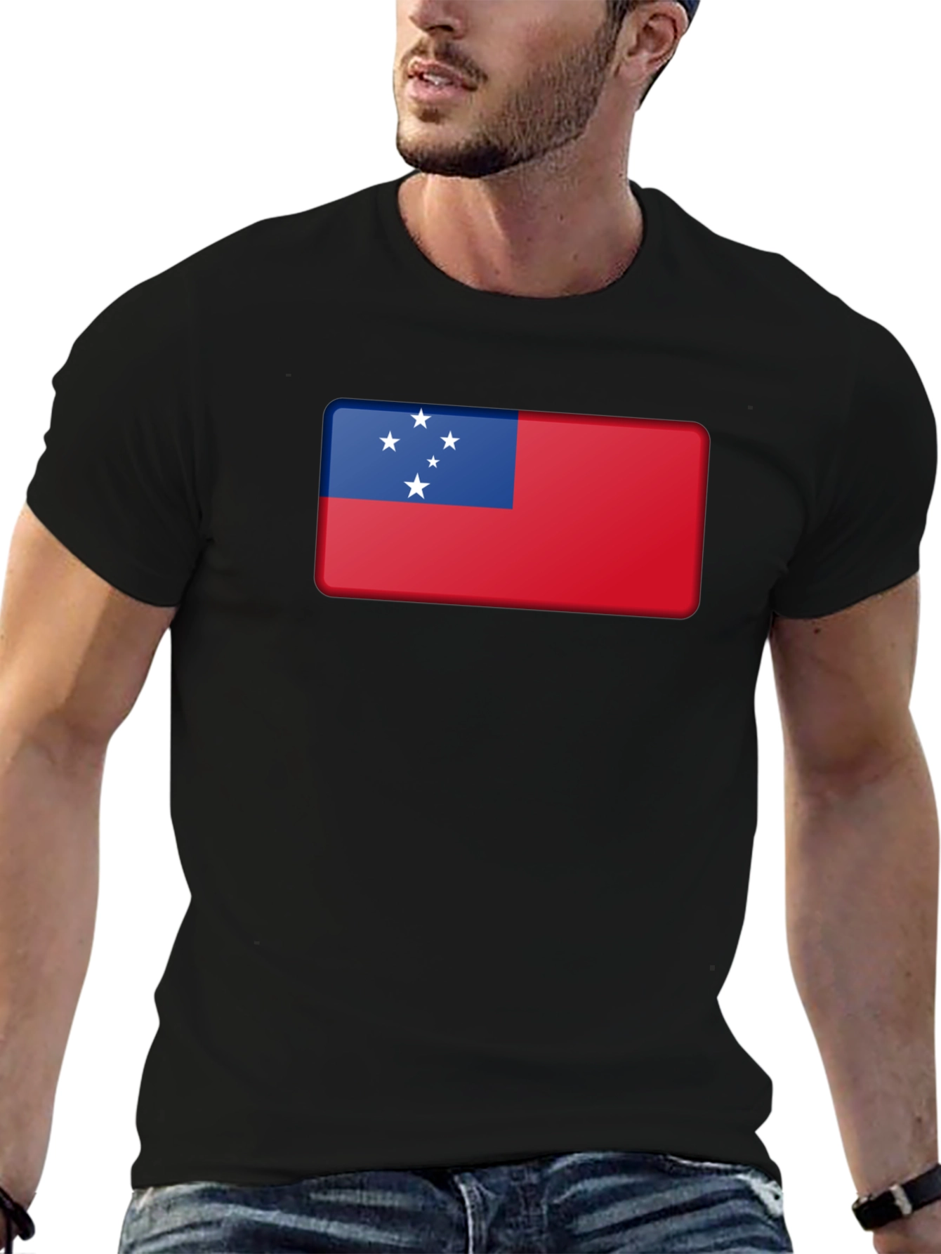 Samoa Flag T-Shirt Black Cotton Tee