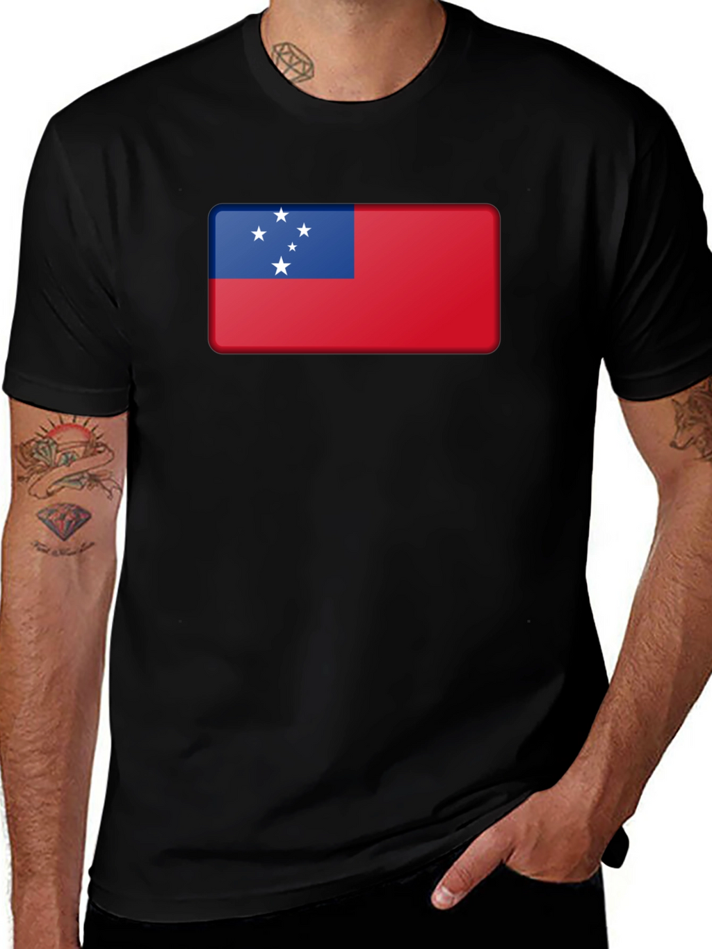 Samoa Flag T-Shirt Black Cotton Tee