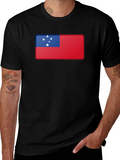 Samoa Flag T-Shirt Black Cotton Tee