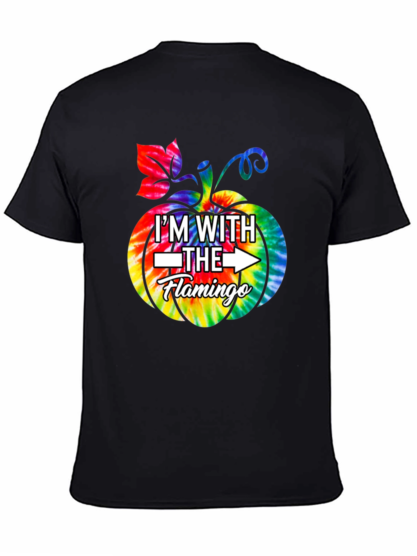 Im With The Flamingo Tie Dye Pumpkin Halloween T-Shirt