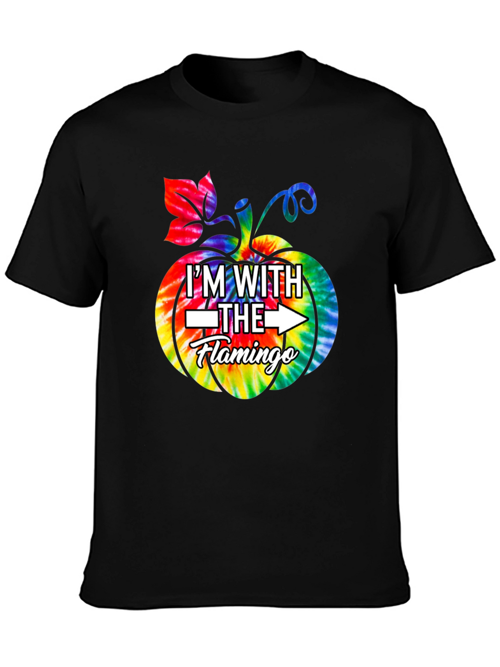 Im With The Flamingo Tie Dye Pumpkin Halloween T-Shirt