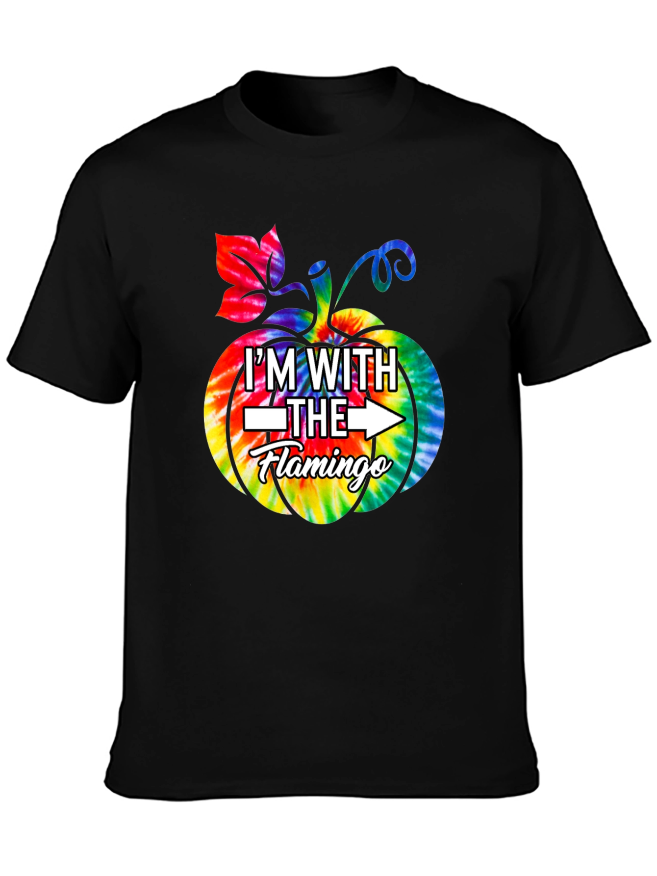 Im With The Flamingo Tie Dye Pumpkin Halloween T-Shirt