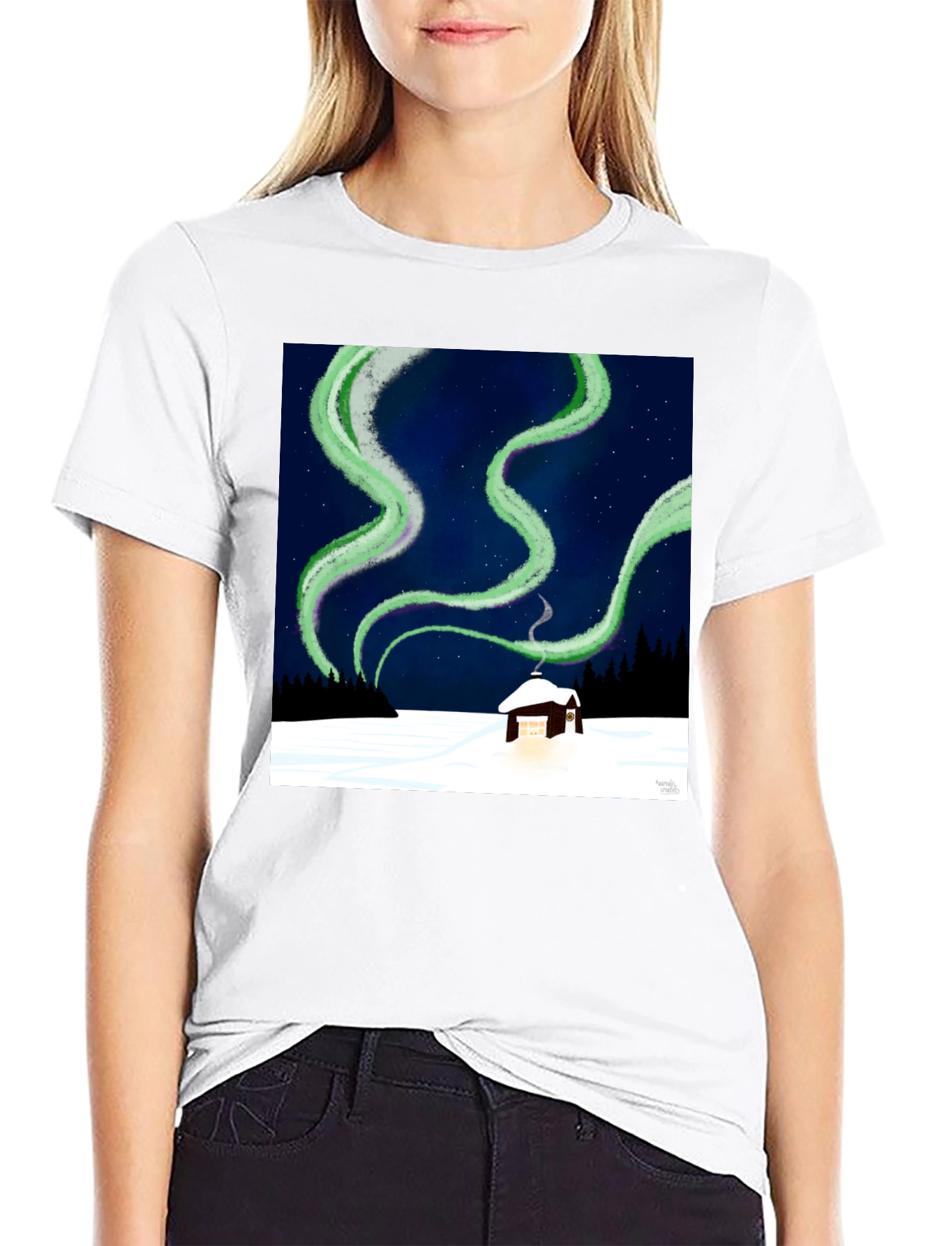 Aurora Cabin Tee: Night Sky Dream