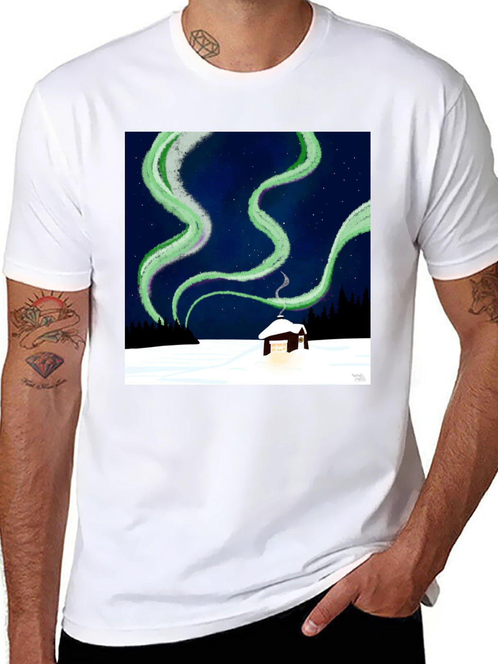 Aurora Cabin Tee: Night Sky Dream