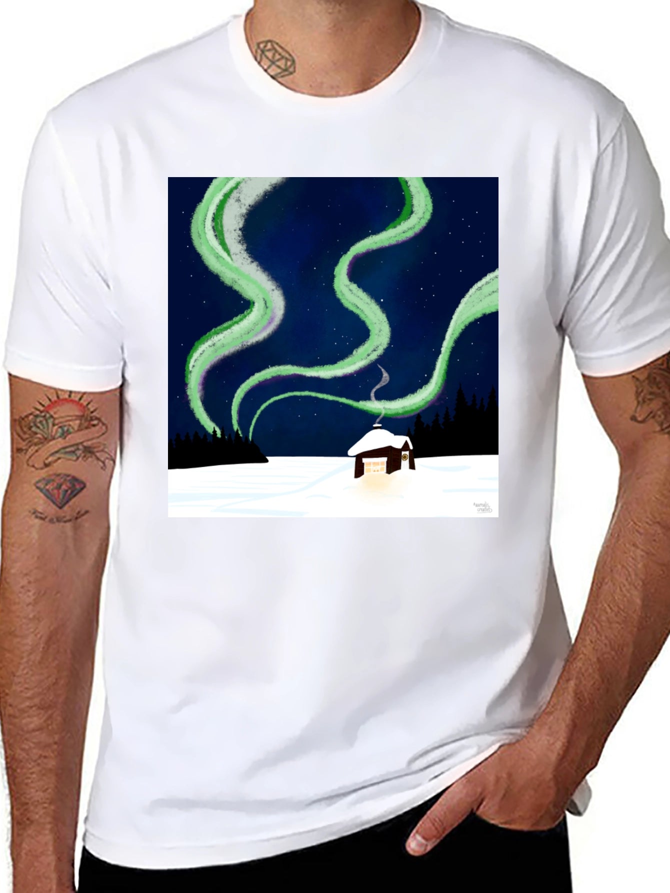 Aurora Cabin Tee: Night Sky Dream