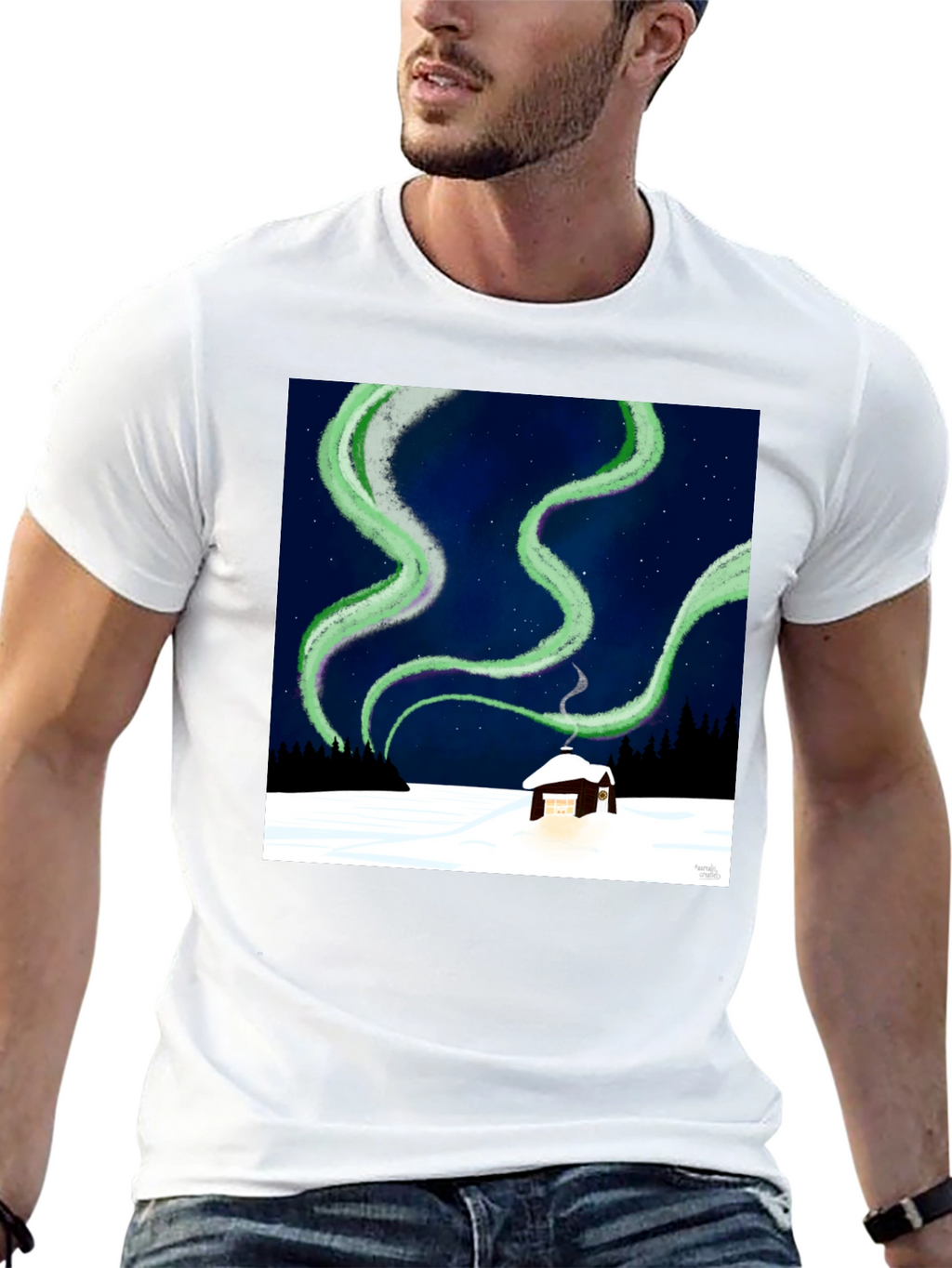 Aurora Cabin Tee: Night Sky Dream