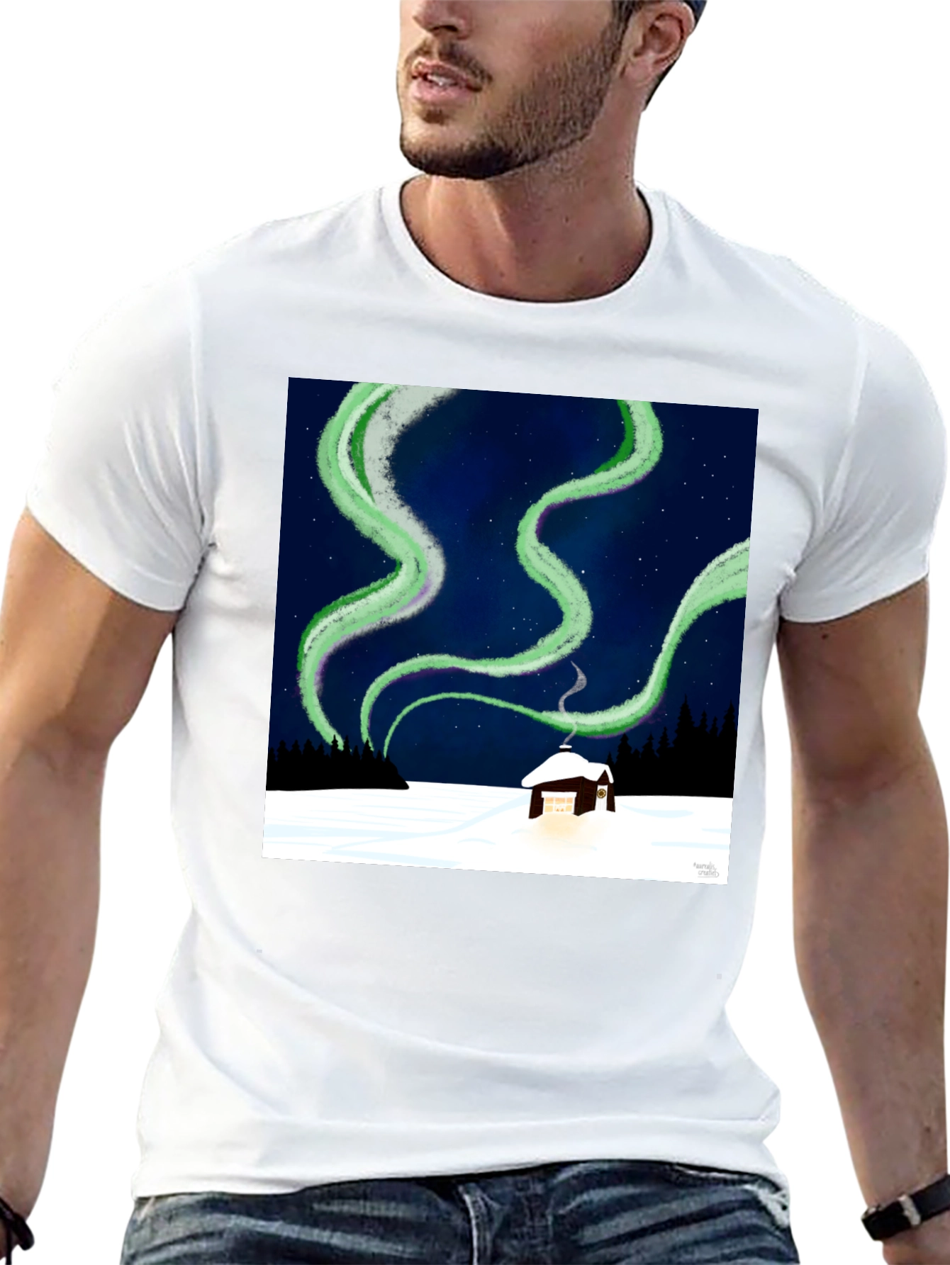 Aurora Cabin Tee: Night Sky Dream