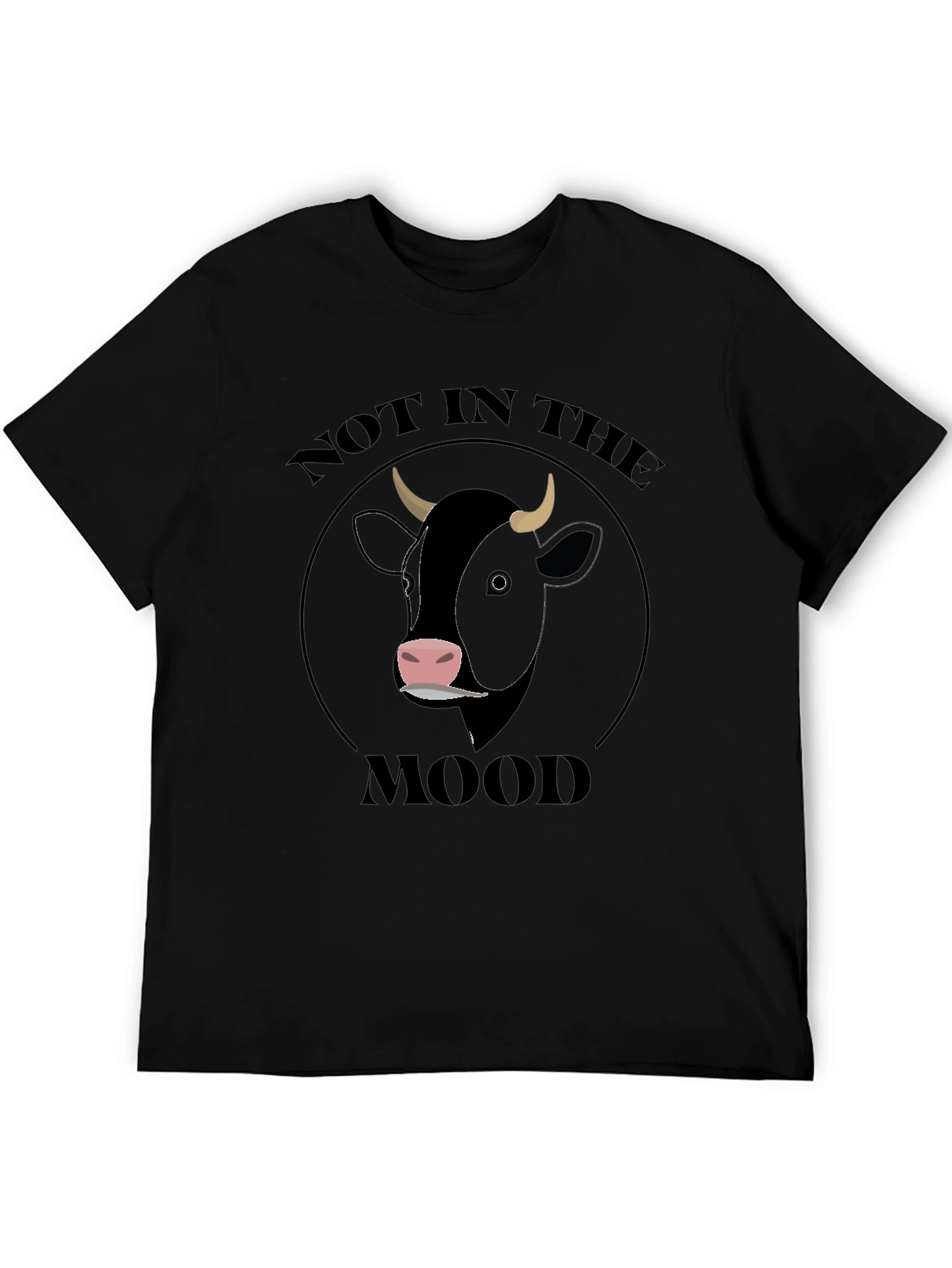Not In The Mood Cow Graphic T-Shirt - Black