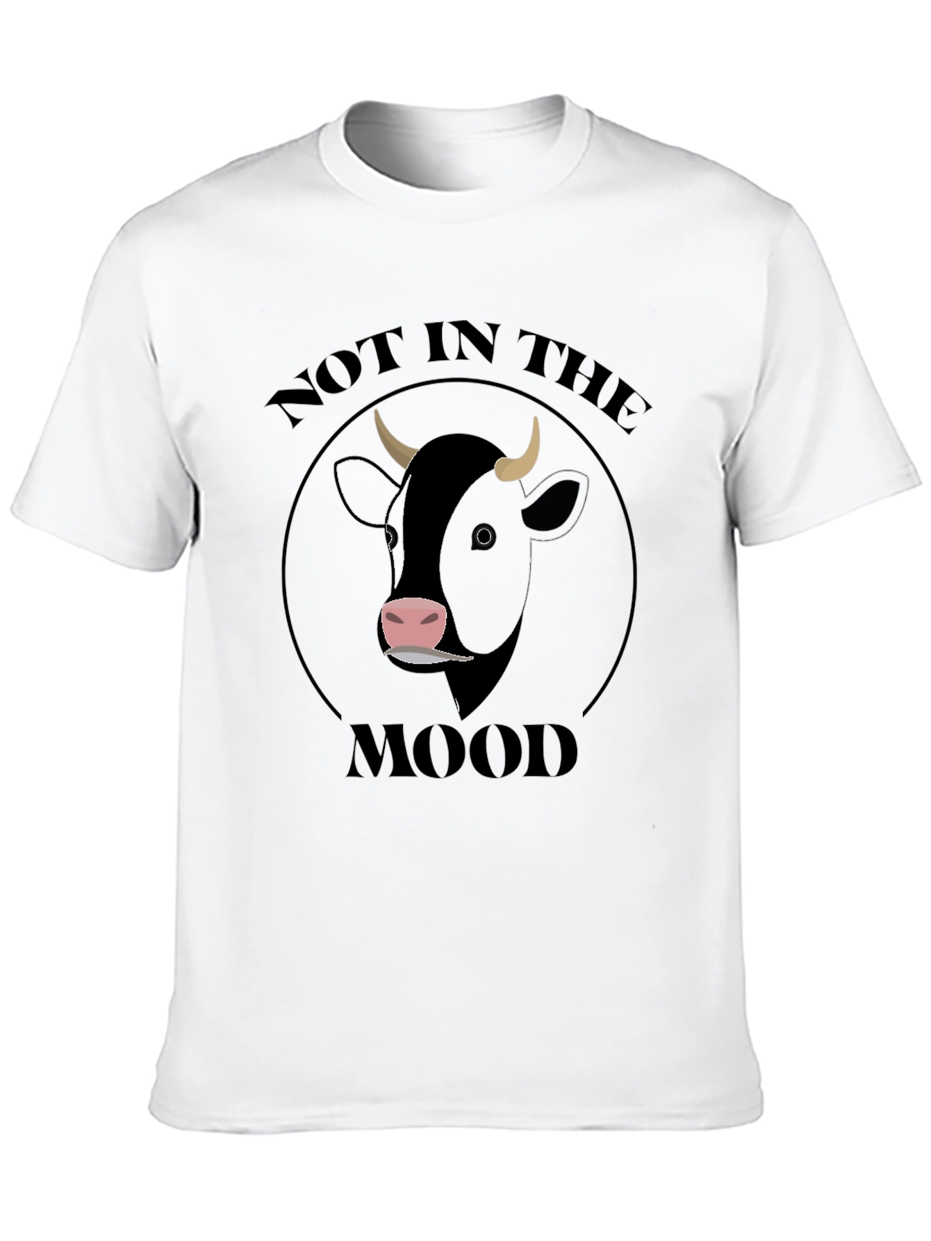 Not In The Mood Cow Graphic T-Shirt - Black