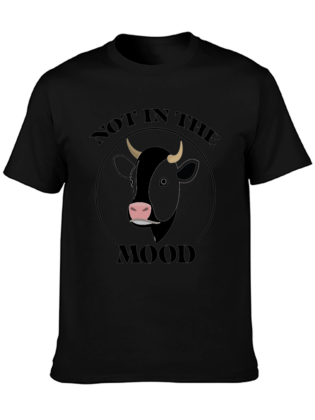 Not In The Mood Cow Graphic T-Shirt - Black