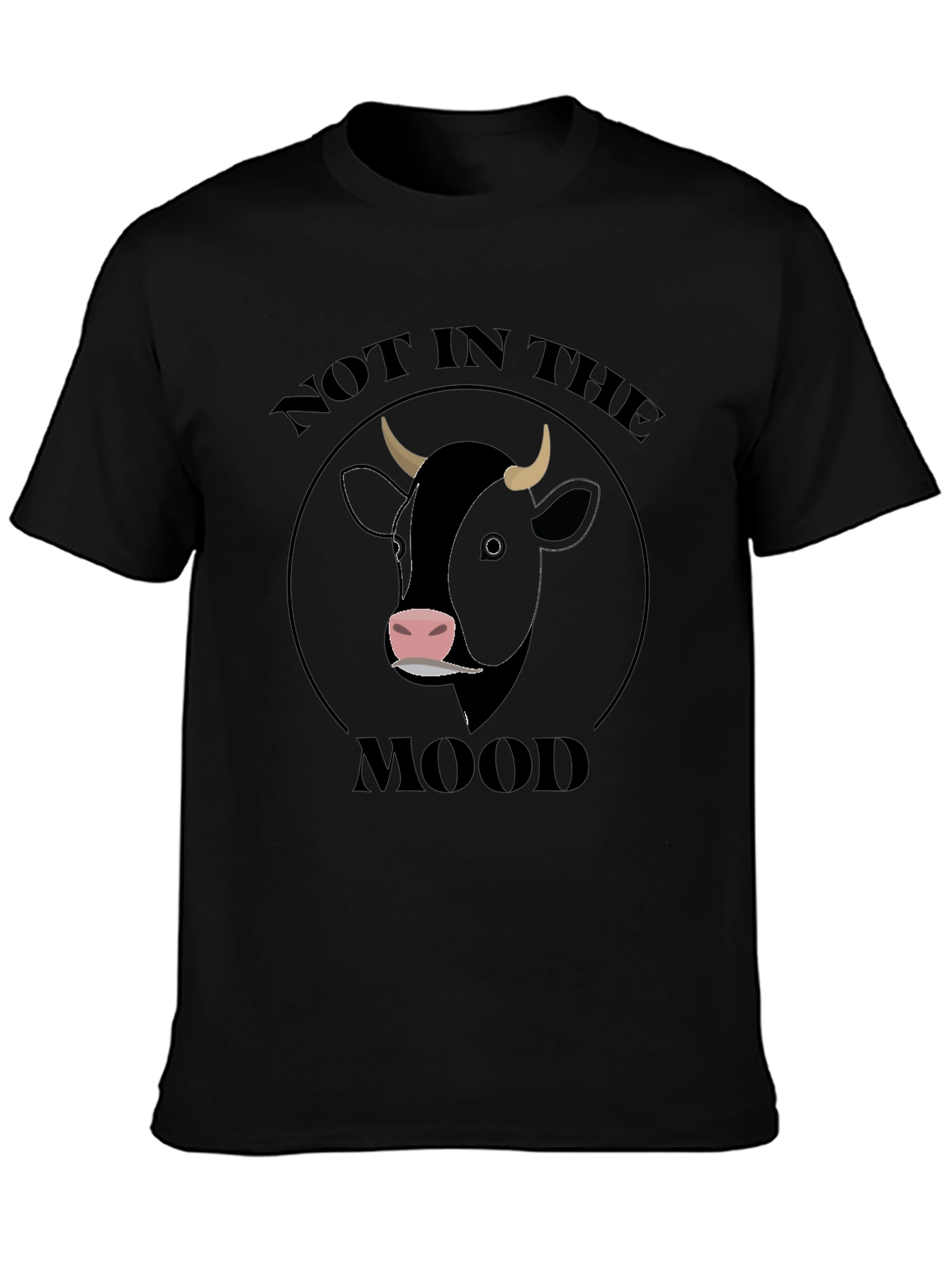 Not In The Mood Cow Graphic T-Shirt - Black