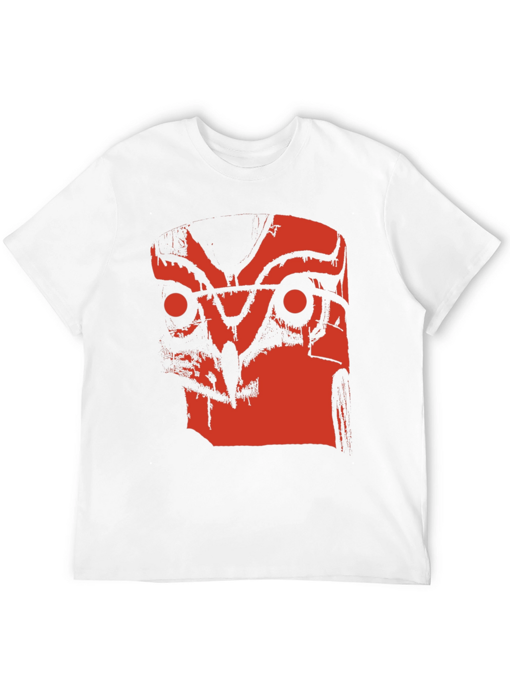 Abstract Red Owl Graphic Print Black T-Shirt