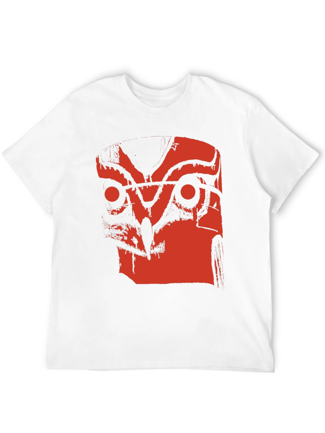 Abstract Red Owl Graphic Print Black T-Shirt