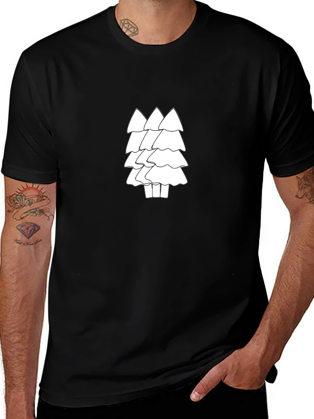 Modern Trees Black T-Shirt