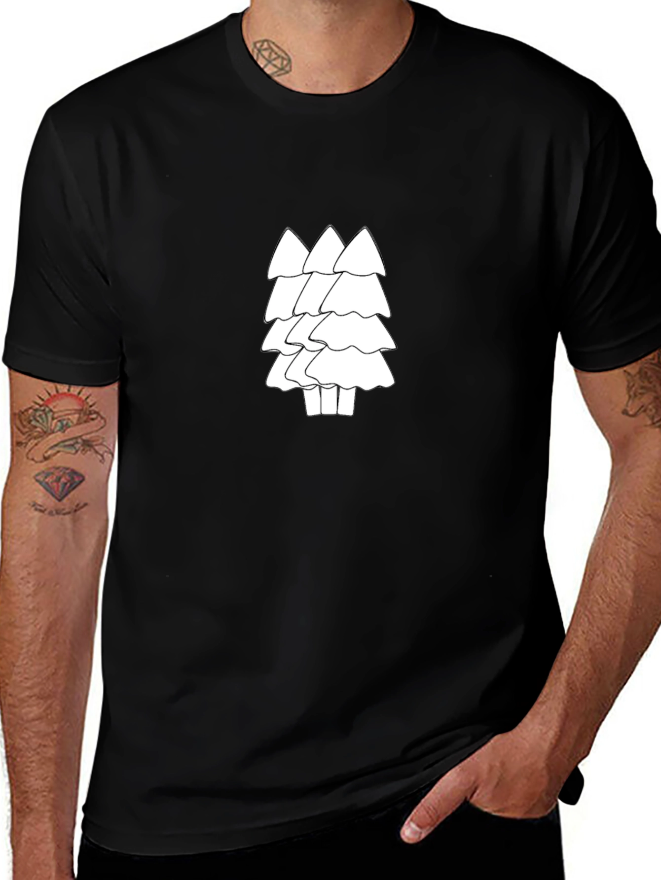 Modern Trees Black T-Shirt