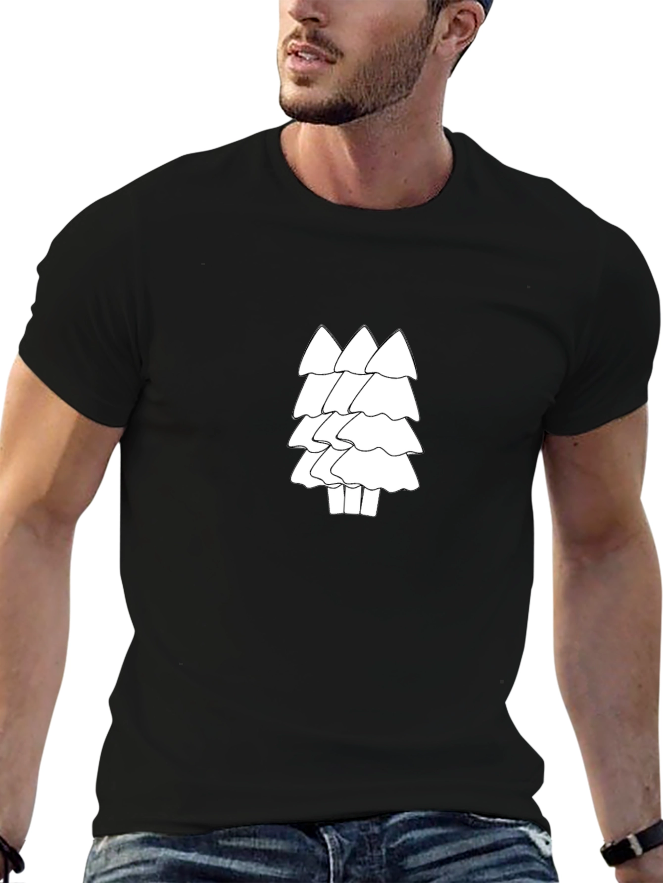 Modern Trees Black T-Shirt