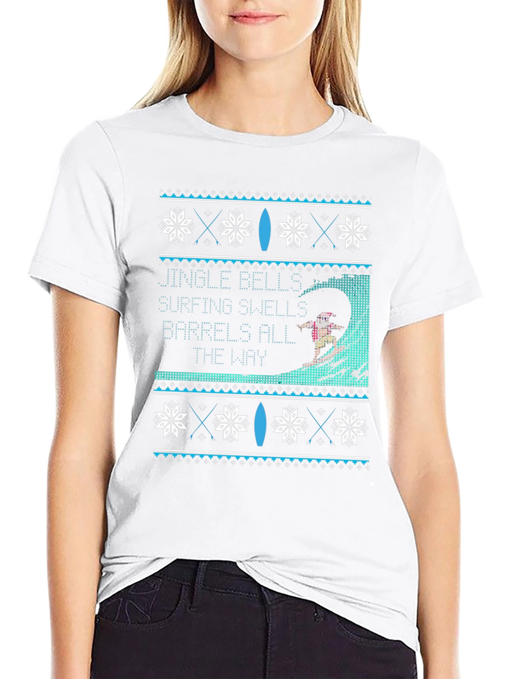 Surfing Christmas Sweater Graphic T-Shirt