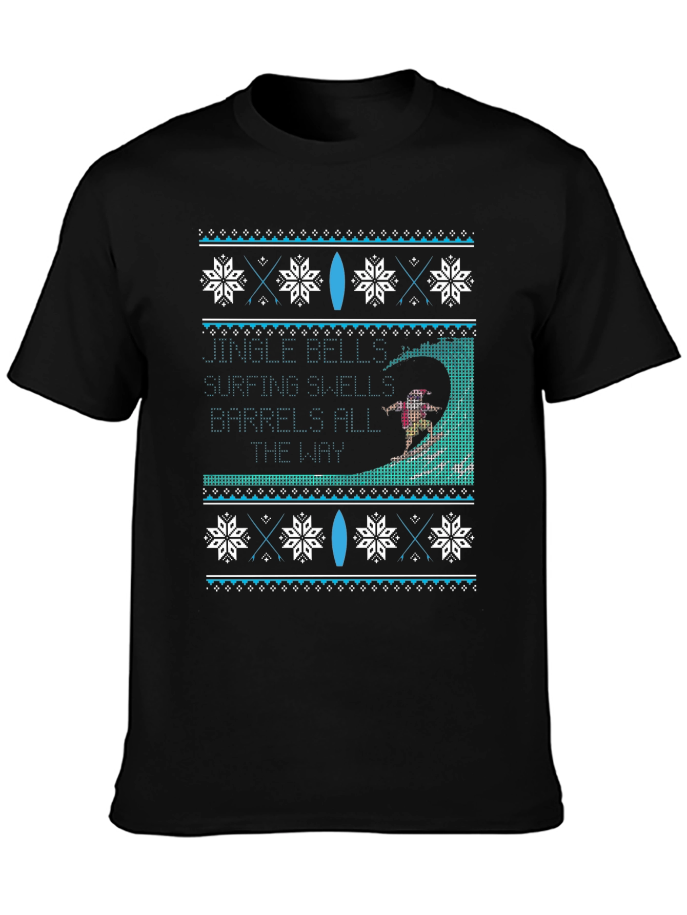 Surfing Christmas Sweater Graphic T-Shirt
