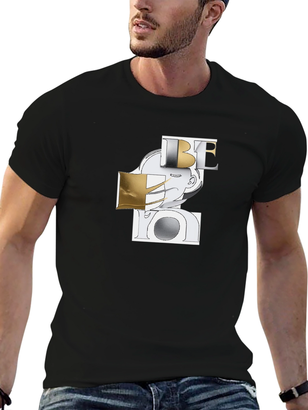 Abstract Be You Graphic Black T-Shirt