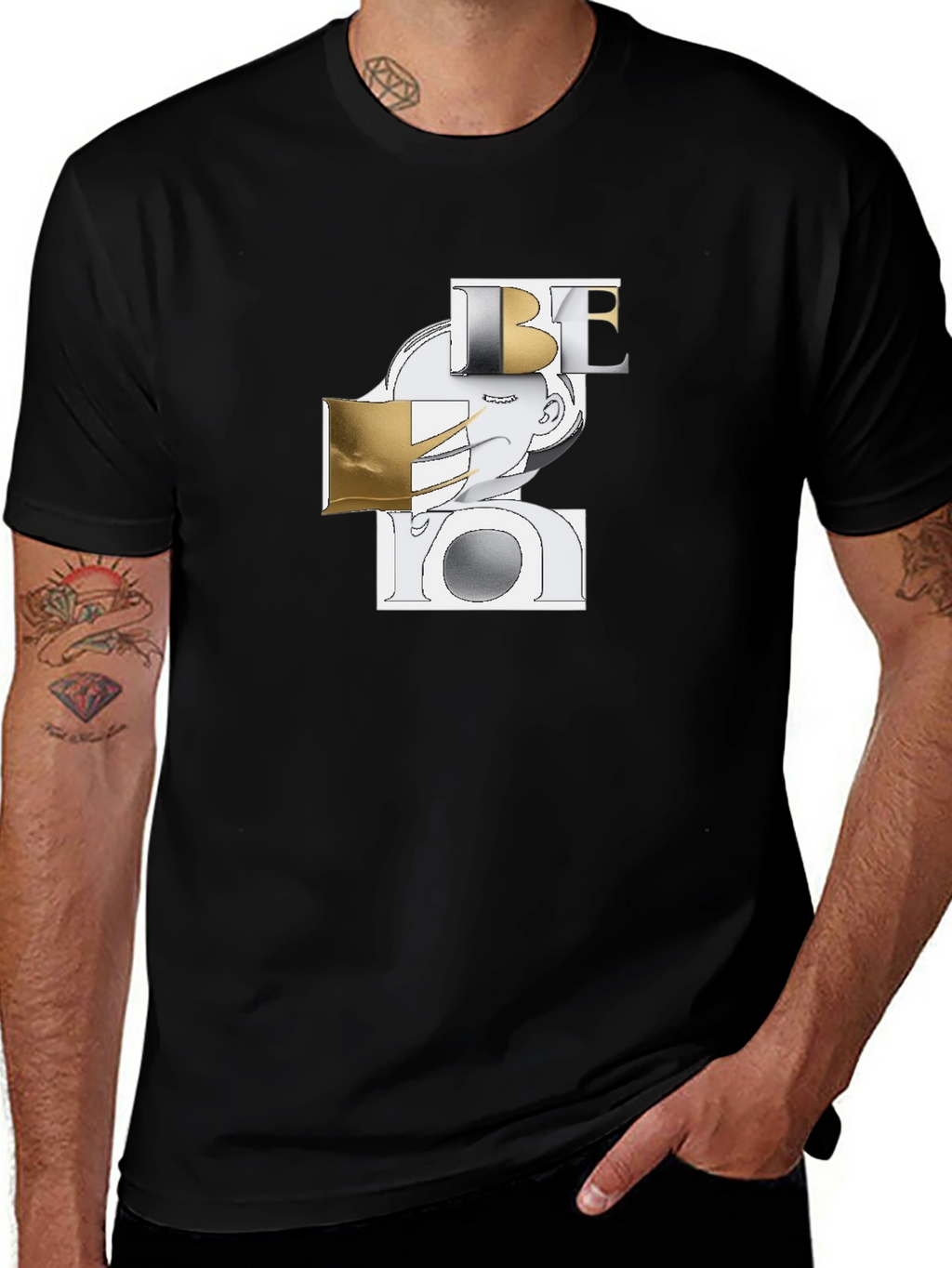 Abstract Be You Graphic Black T-Shirt