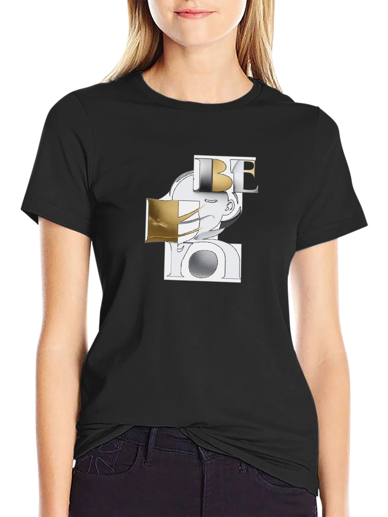 Abstract Be You Graphic Black T-Shirt