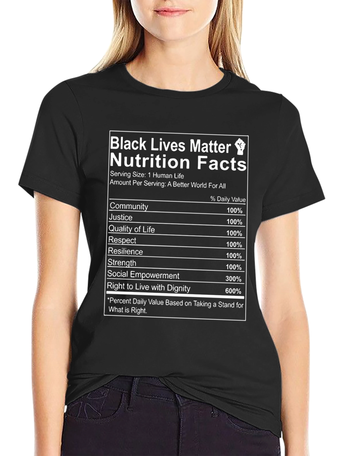 Black Lives Matter Nutrition Facts T-Shirt
