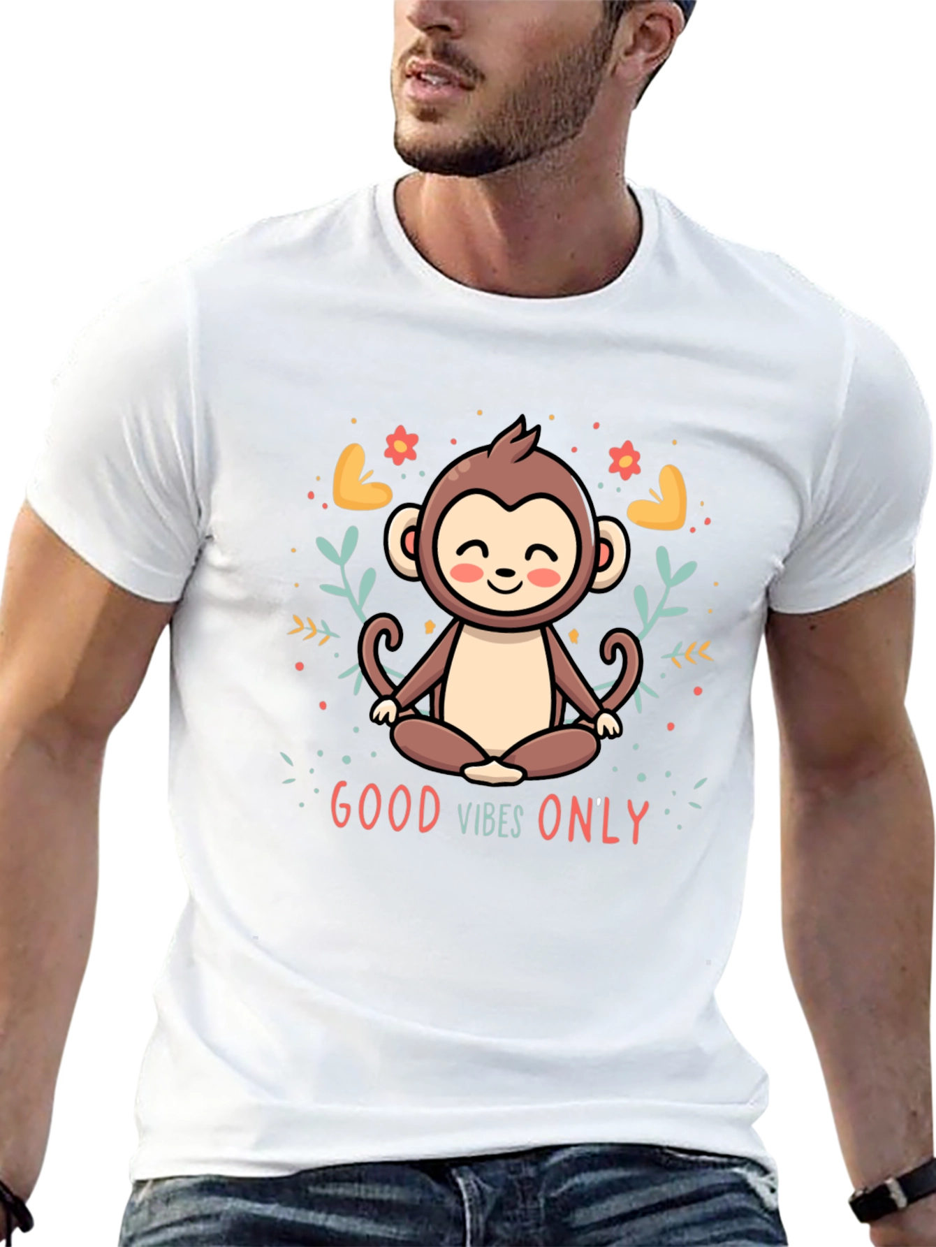 Good Vibes Only Monkey Meditation T-Shirt