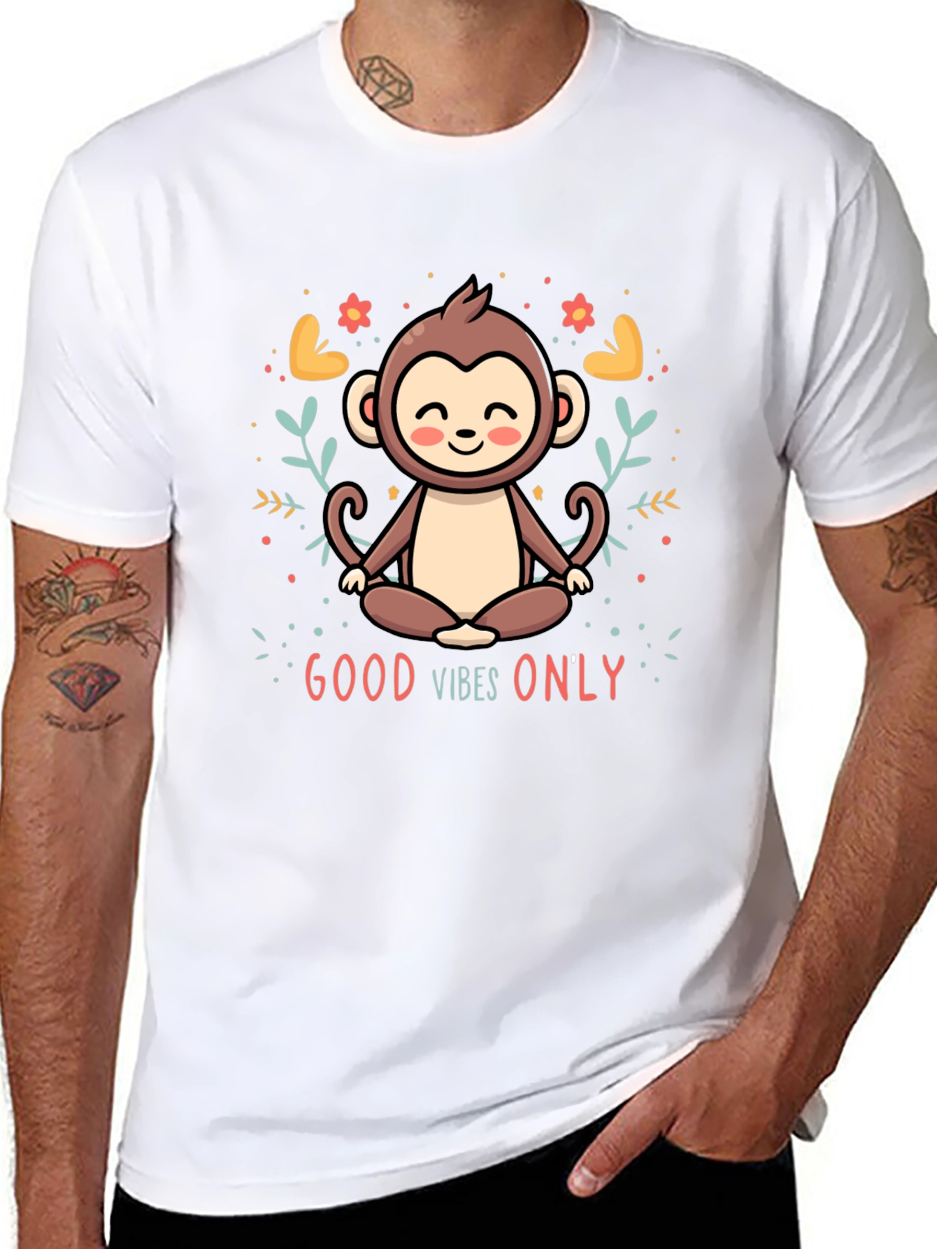 Good Vibes Only Monkey Meditation T-Shirt