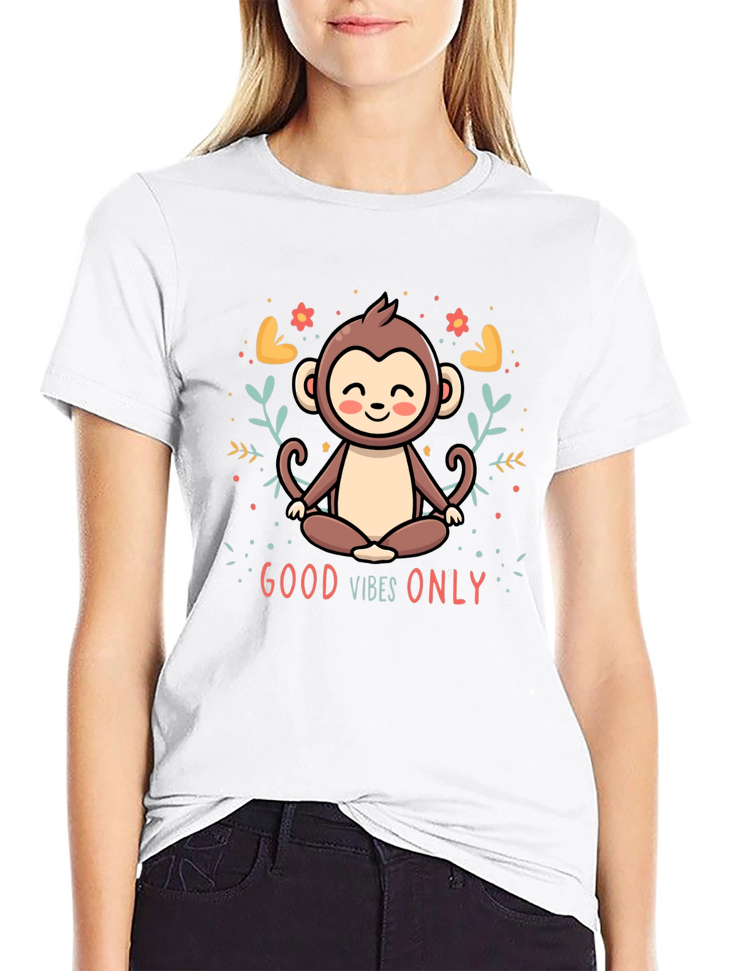 Good Vibes Only Monkey Meditation T-Shirt