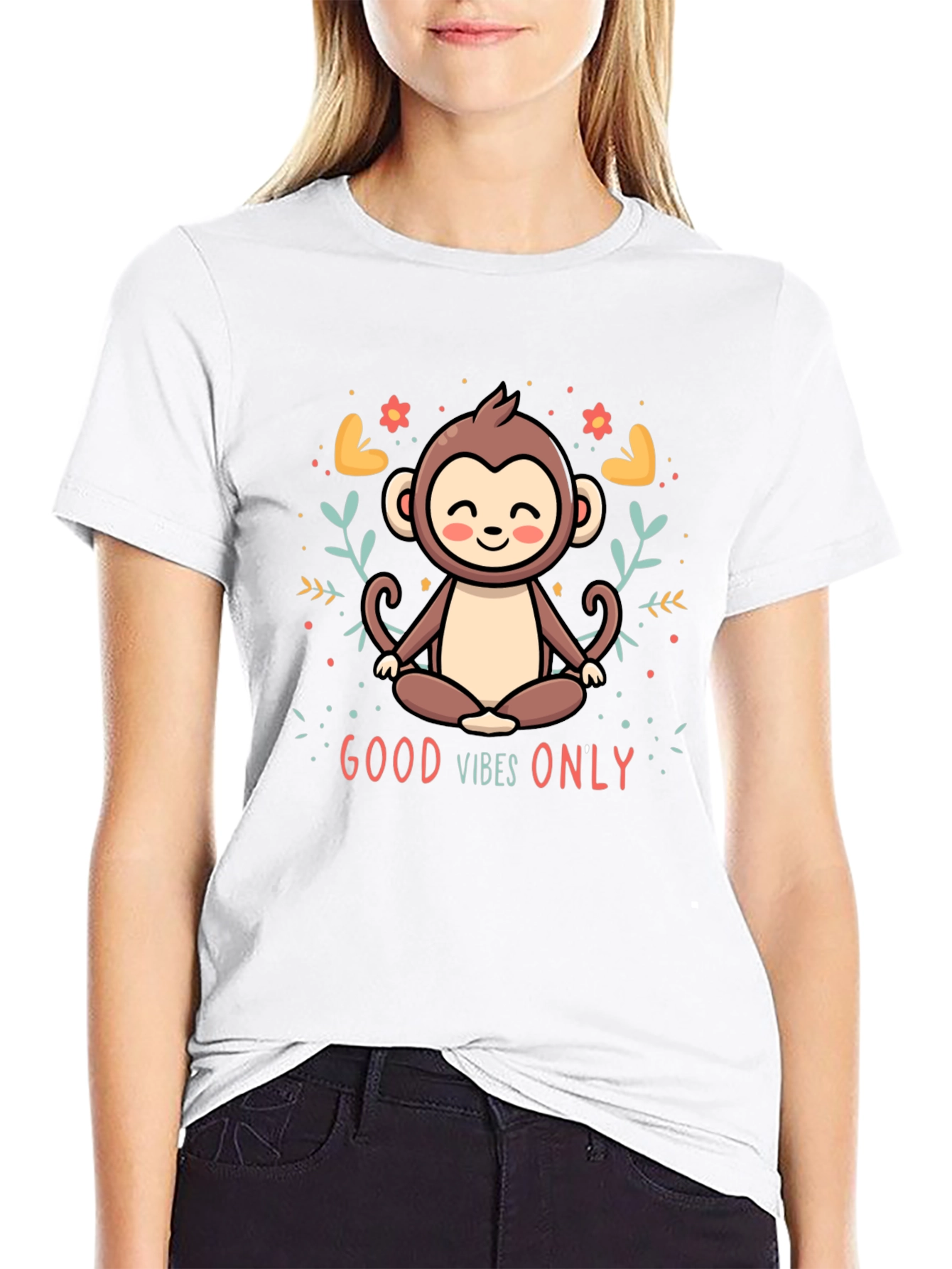 Good Vibes Only Monkey Meditation T-Shirt