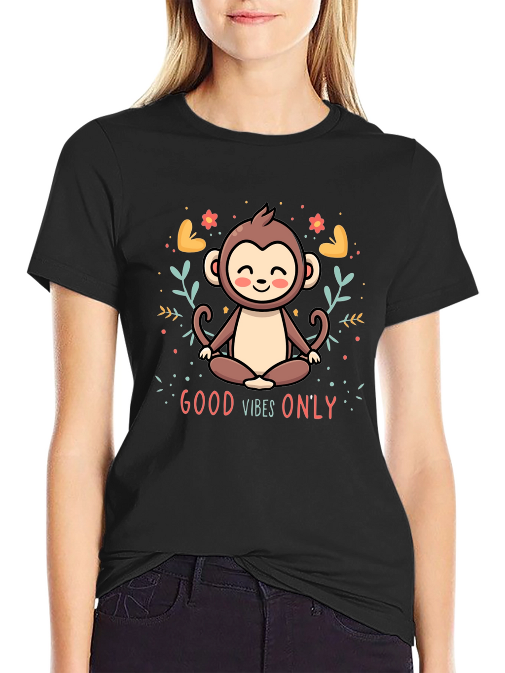 Good Vibes Only Monkey Meditation T-Shirt