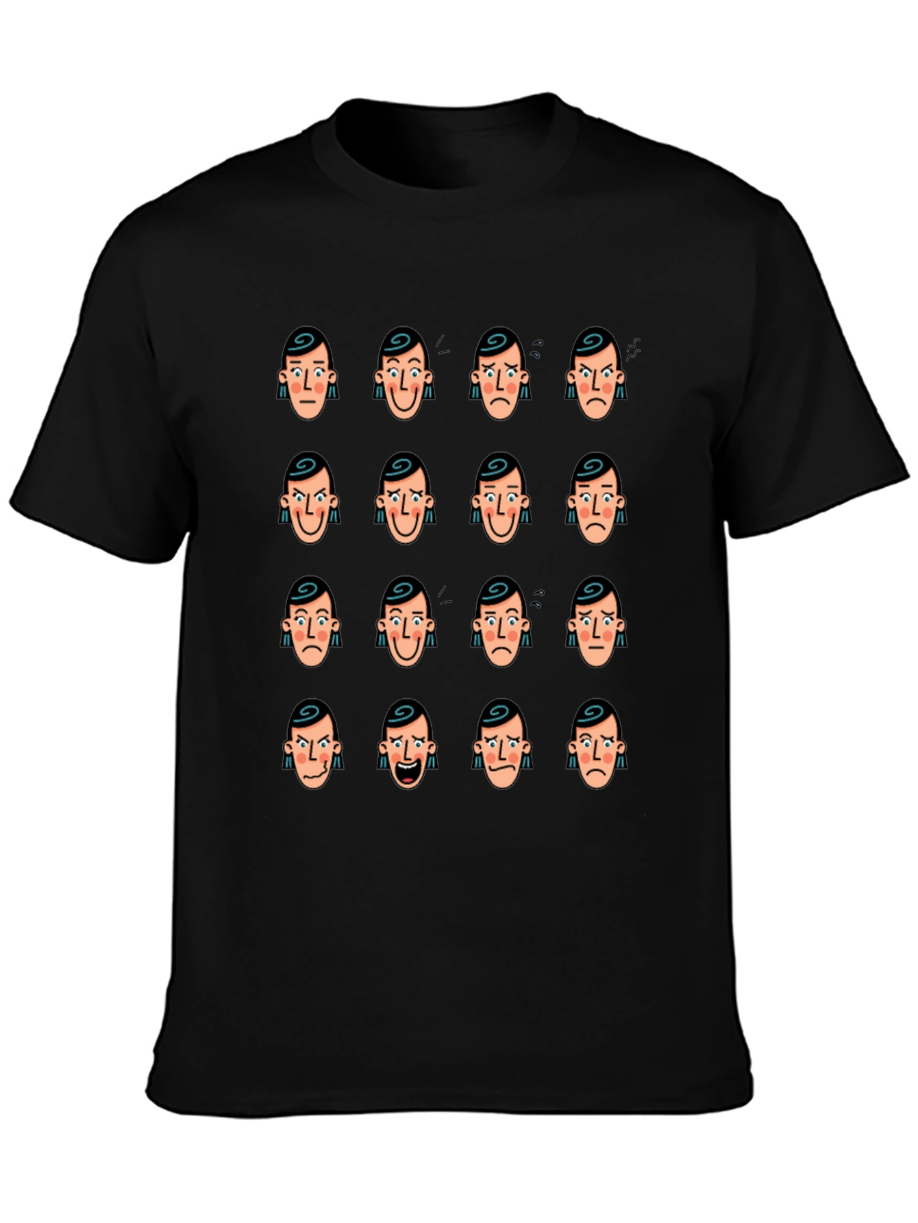 Emotional Faces Graphic Black T-Shirt