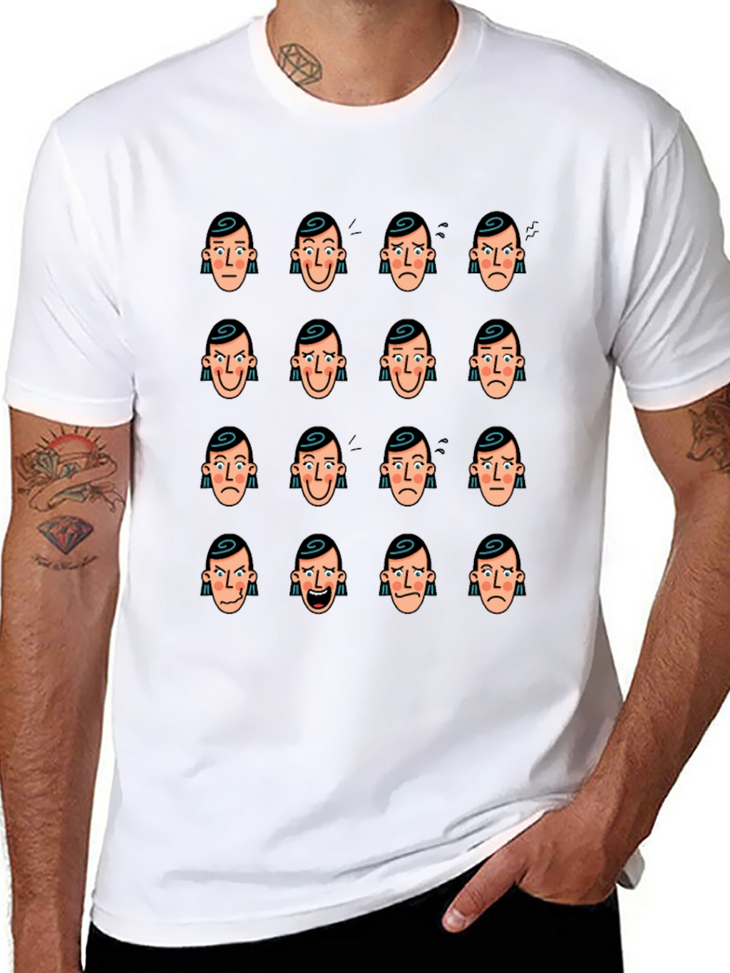 Emotional Faces Graphic Black T-Shirt