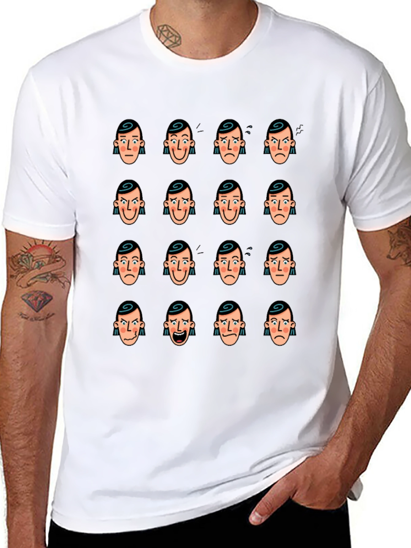 Emotional Faces Graphic Black T-Shirt