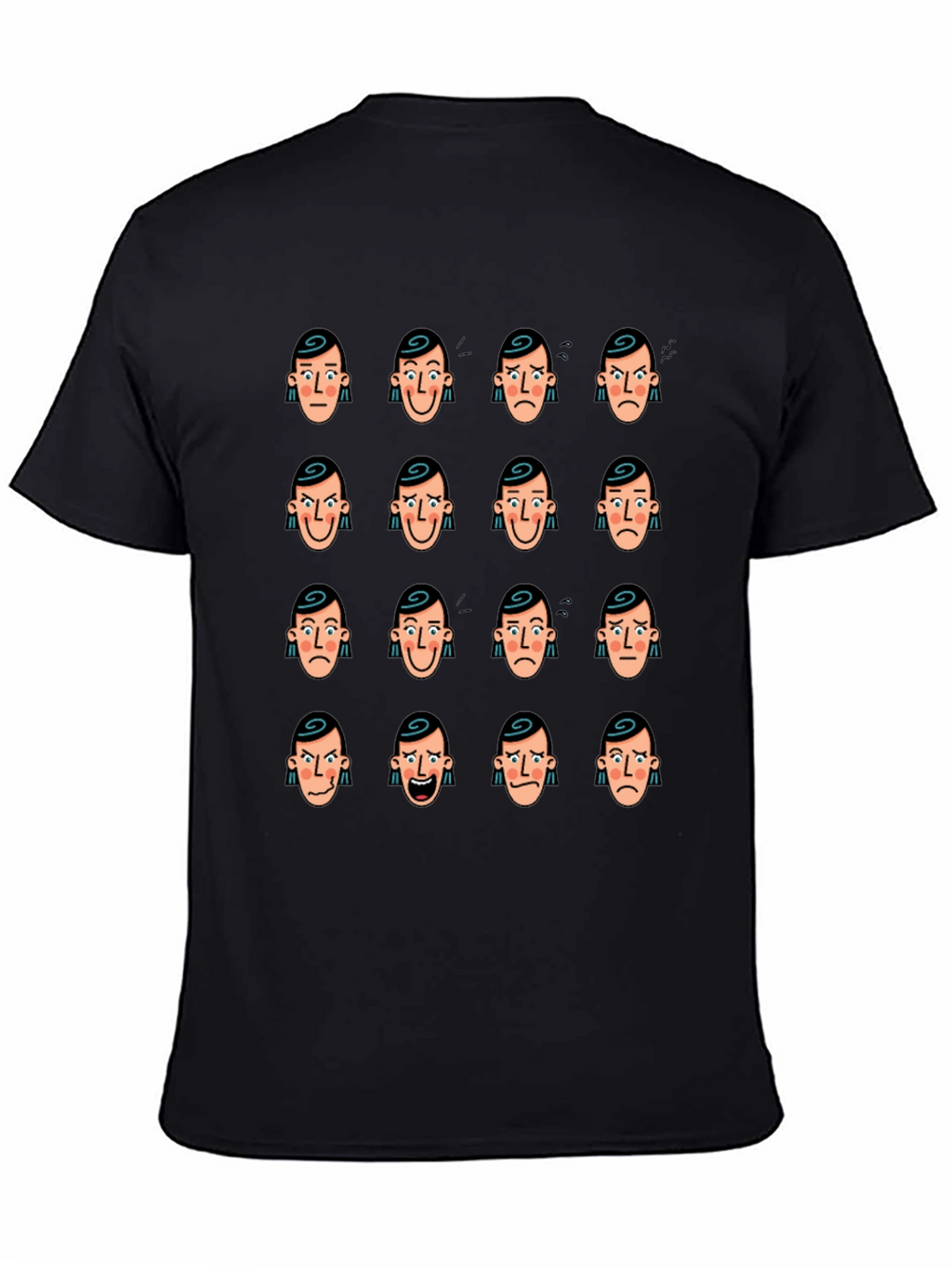 Emotional Faces Graphic Black T-Shirt
