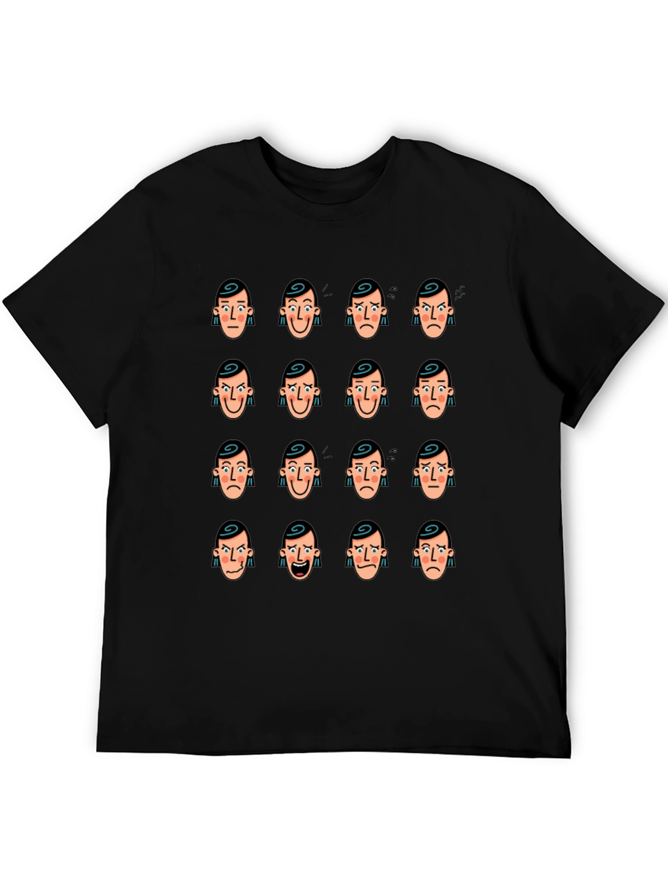 Emotional Faces Graphic Black T-Shirt