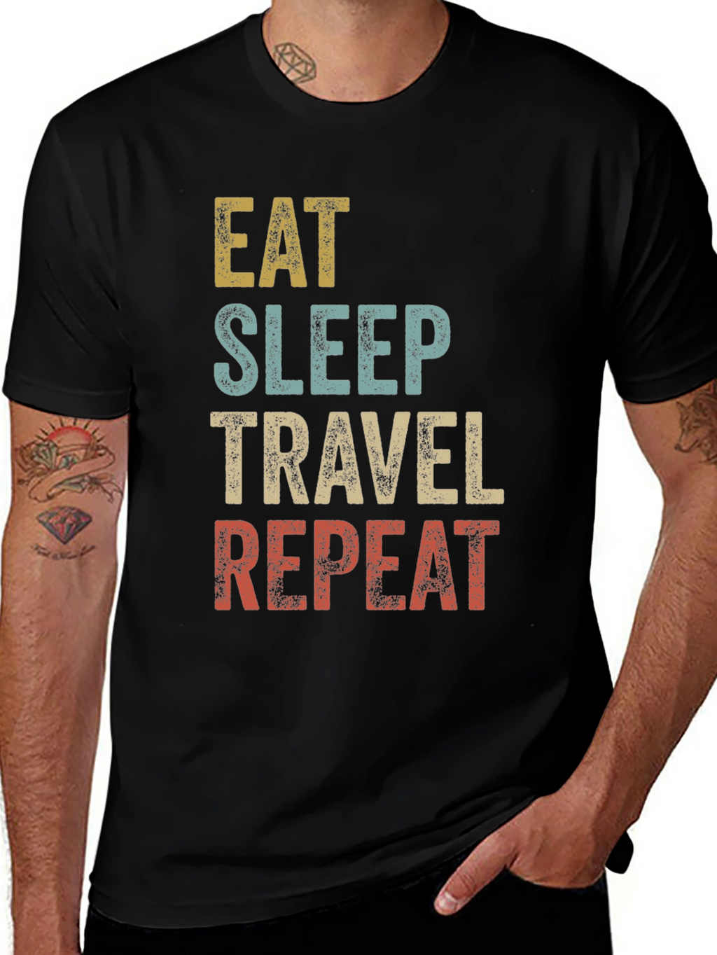 Eat Sleep Travel Repeat Graphic Tee